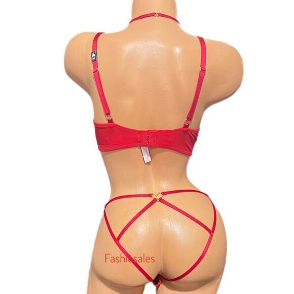 Victorias Secret Dream Angels Sweetheart Lace Ouvert cup Halter bra & panty Set - Picture 15 of 15